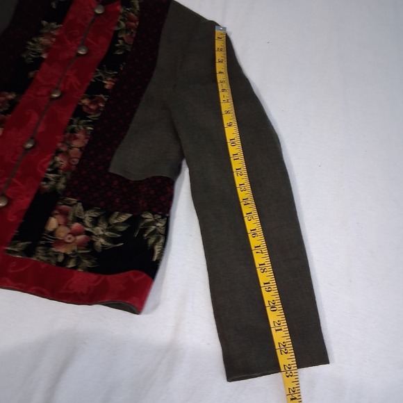 VTG Canvasback Velvet Detail Patchwork Mandarin Collar Wool Jacket - Picture 6 of 16